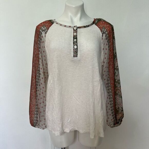 C EST 1946 sheer puff sleeve top - Picture 1 of 11